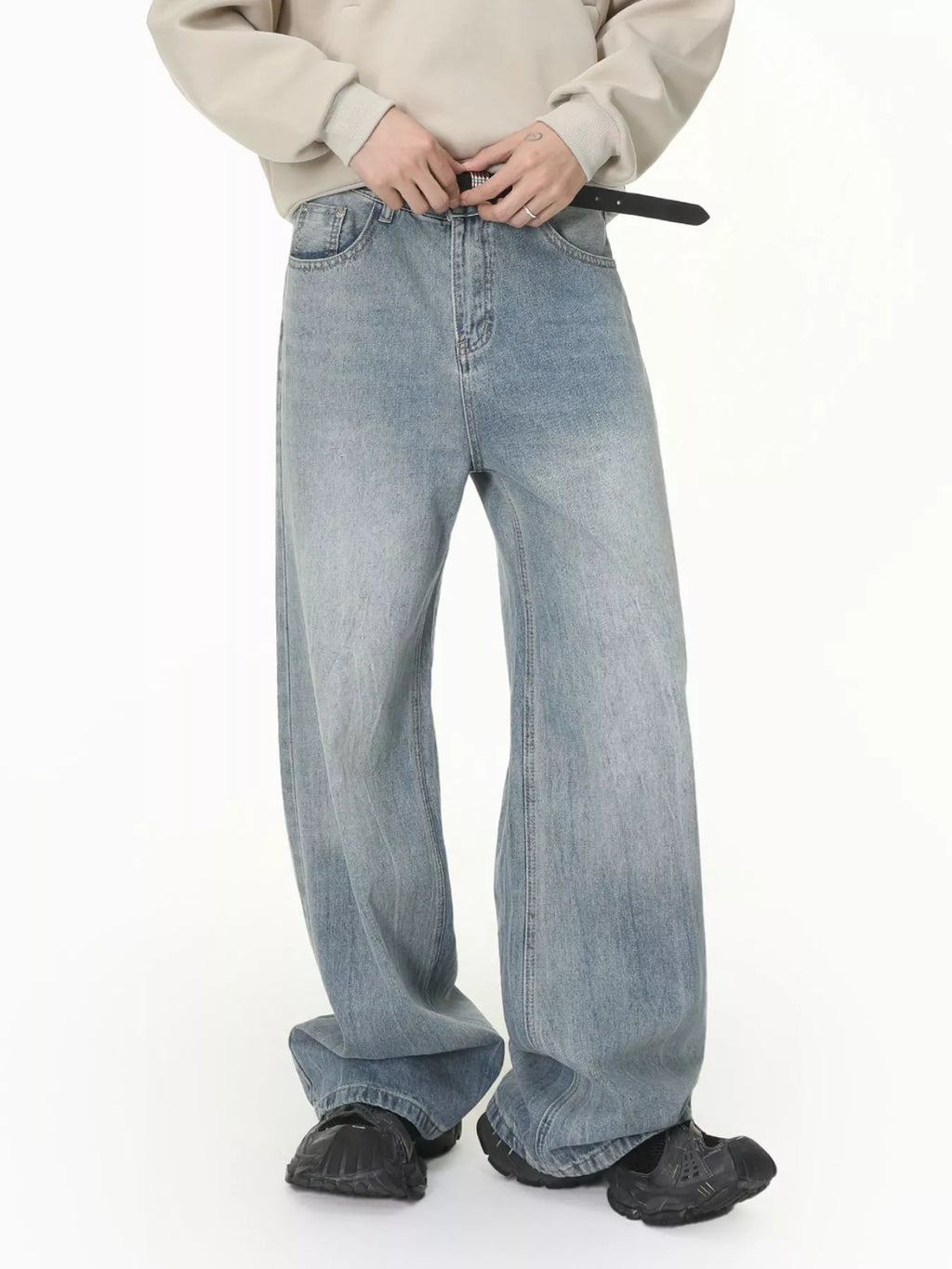 Men's Loose Fit Washed Jeans - Lilixa.store