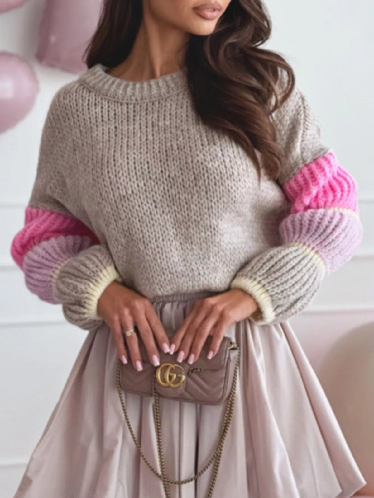 Color Block Round Neck Sweater - Lilixa.store