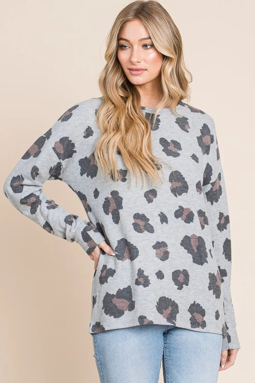 BOMBOM Leopard Drop Shoulder T-Shirt - Lilixa.store
