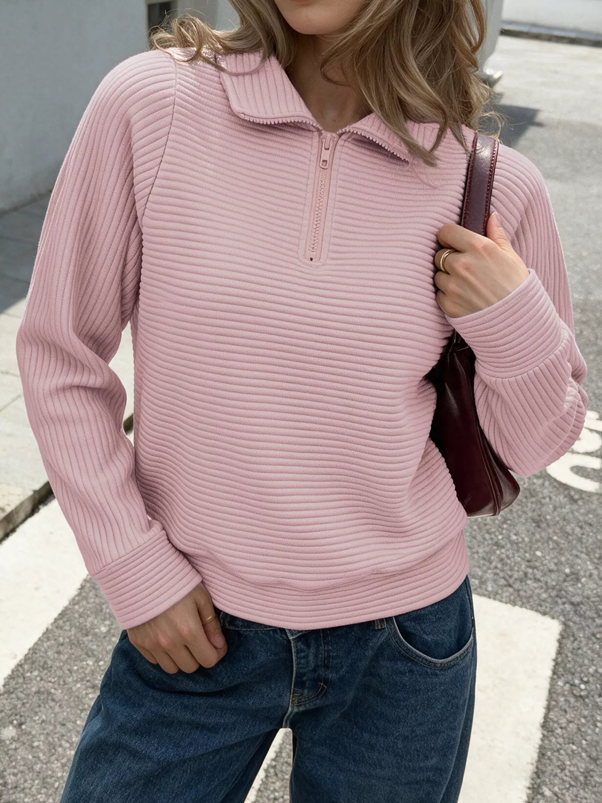 Quarter-Zip Long Sleeve Sweatshirt