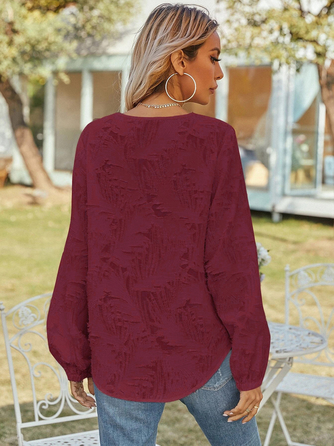 V-Neck Long Sleeve Blouse, view 11