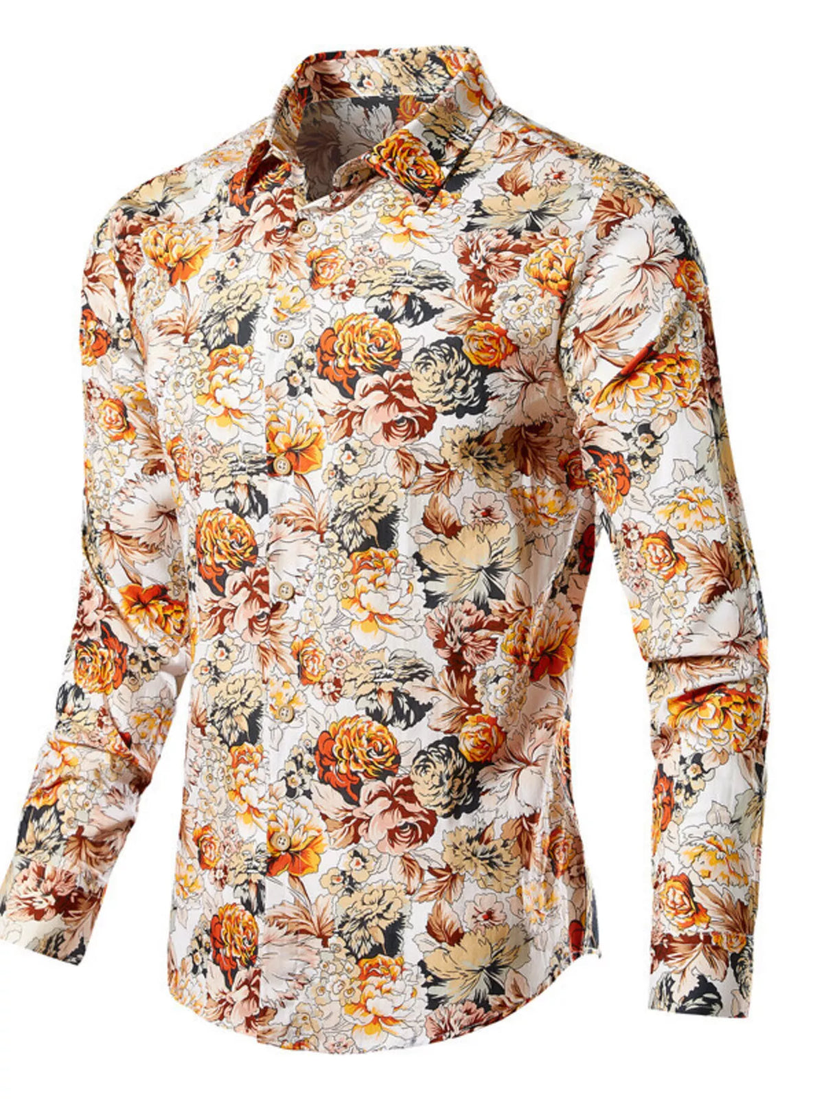 Men's Plus Size Floral Print Long Sleeve Shirt - Lilixa.store