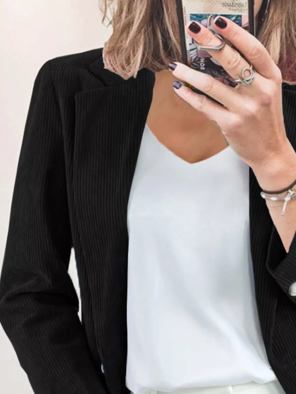 Corduroy Lapel Collar Casual Blazer - Lilixa.store