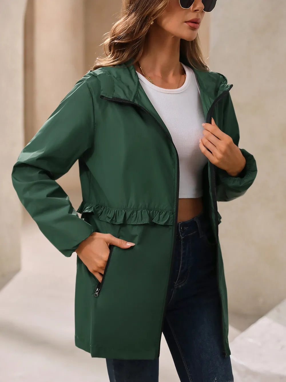 Ivy Lane Outdoor Waterproof Long Sleeve Hooded Windbreaker, view 12