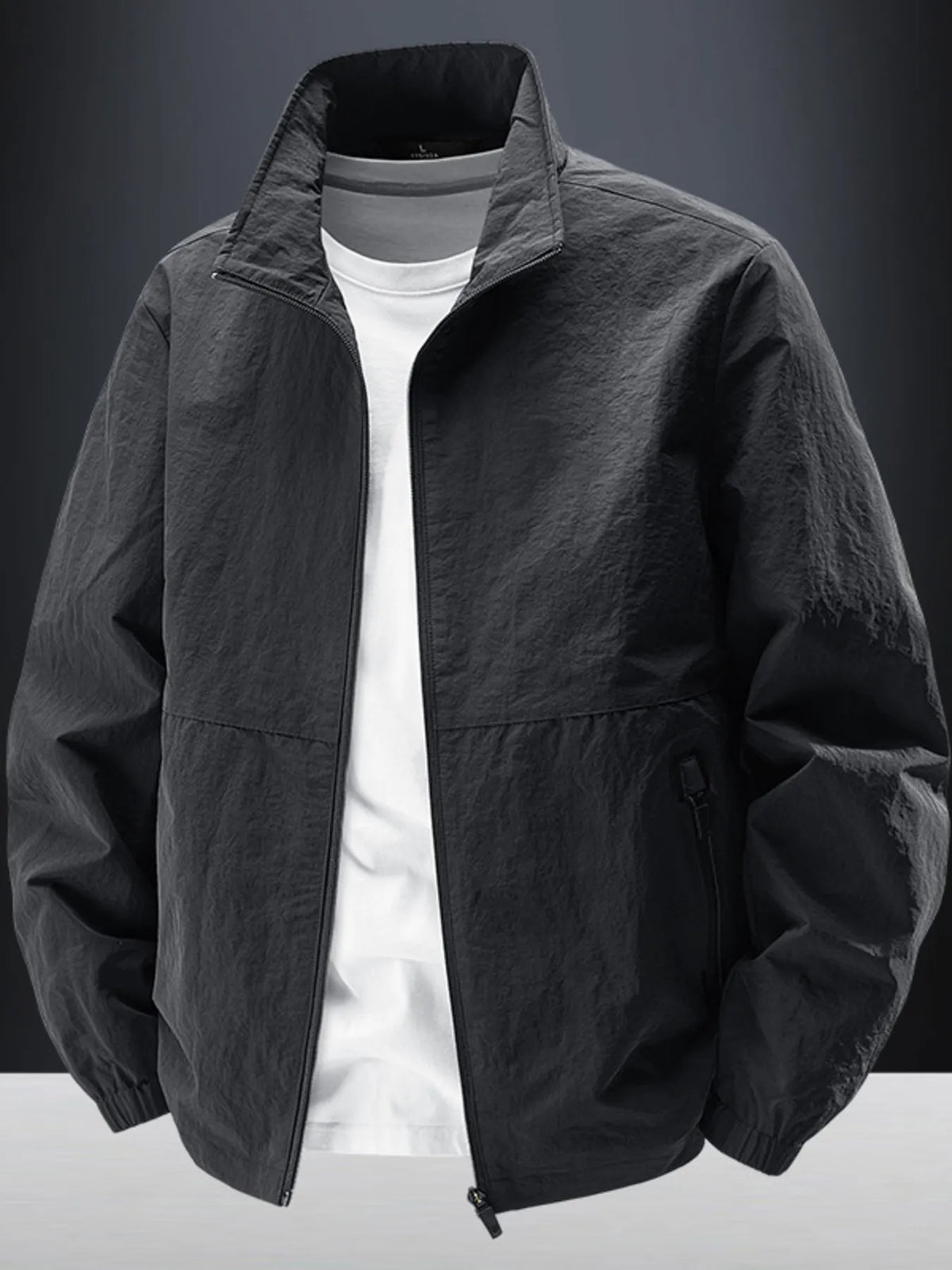 Men's Plus Size Zip Up Long Sleeve Jacket - Lilixa.store