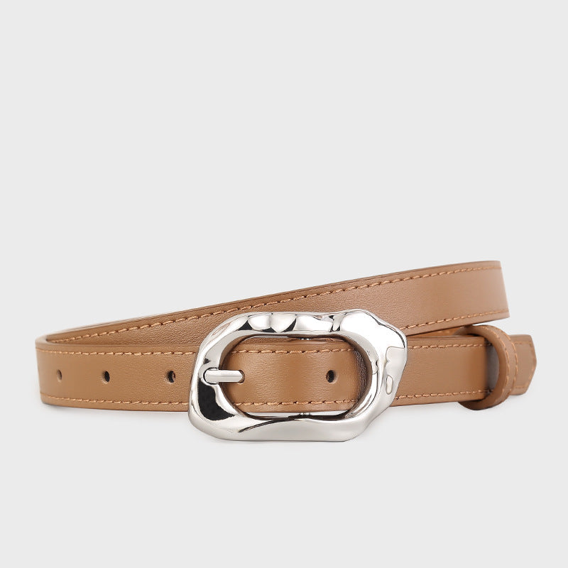 Leather Belt with Silver Buckle - Lilixa.store