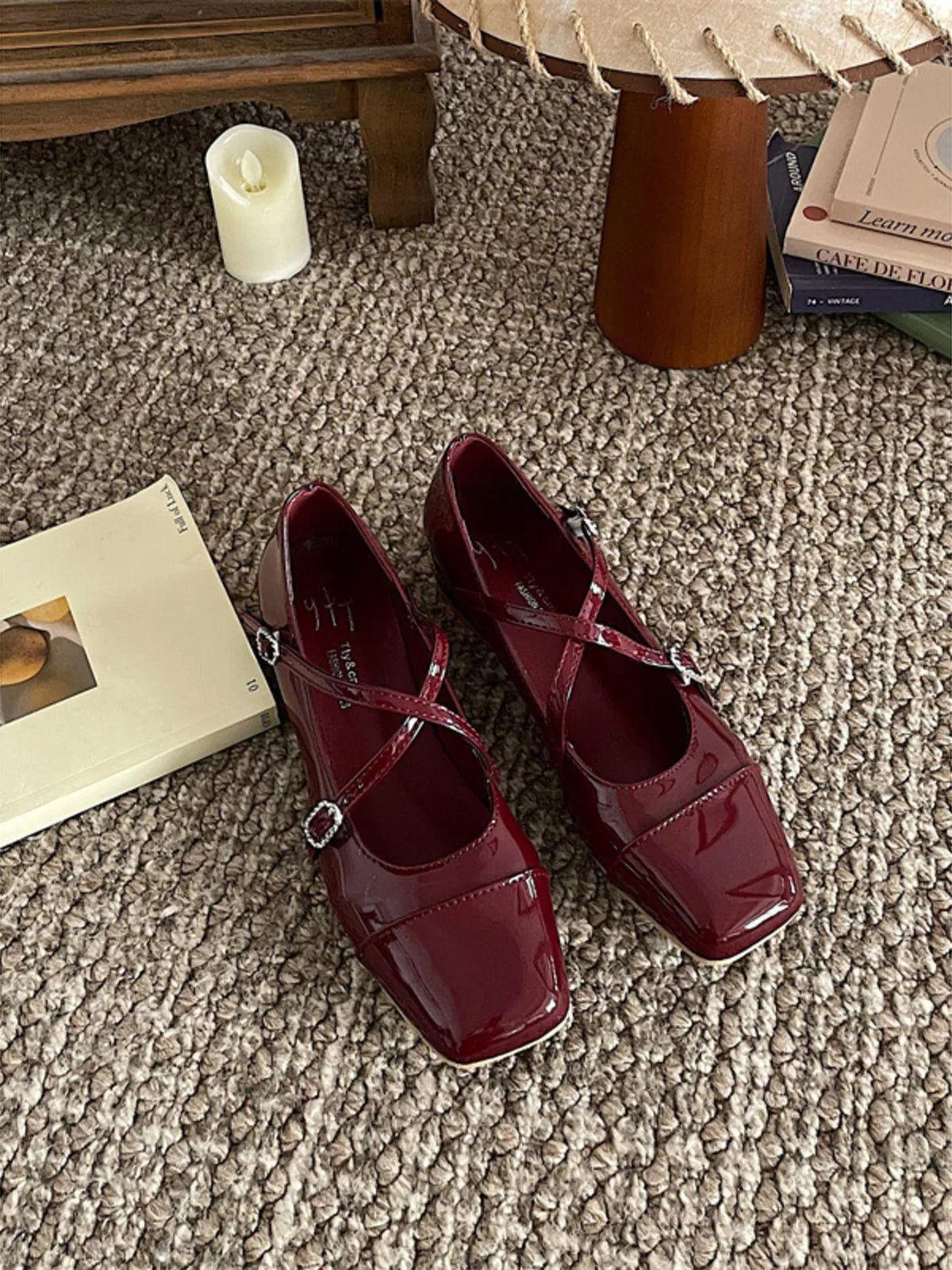 Crisscross Buckle Square Toe Mary Jane Loafers, view 3