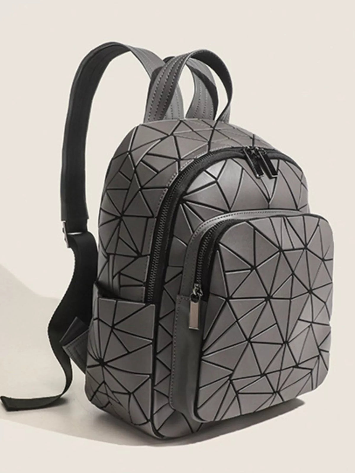 Geometric Lattice Pattern Fashion Backpack Bag in Gray