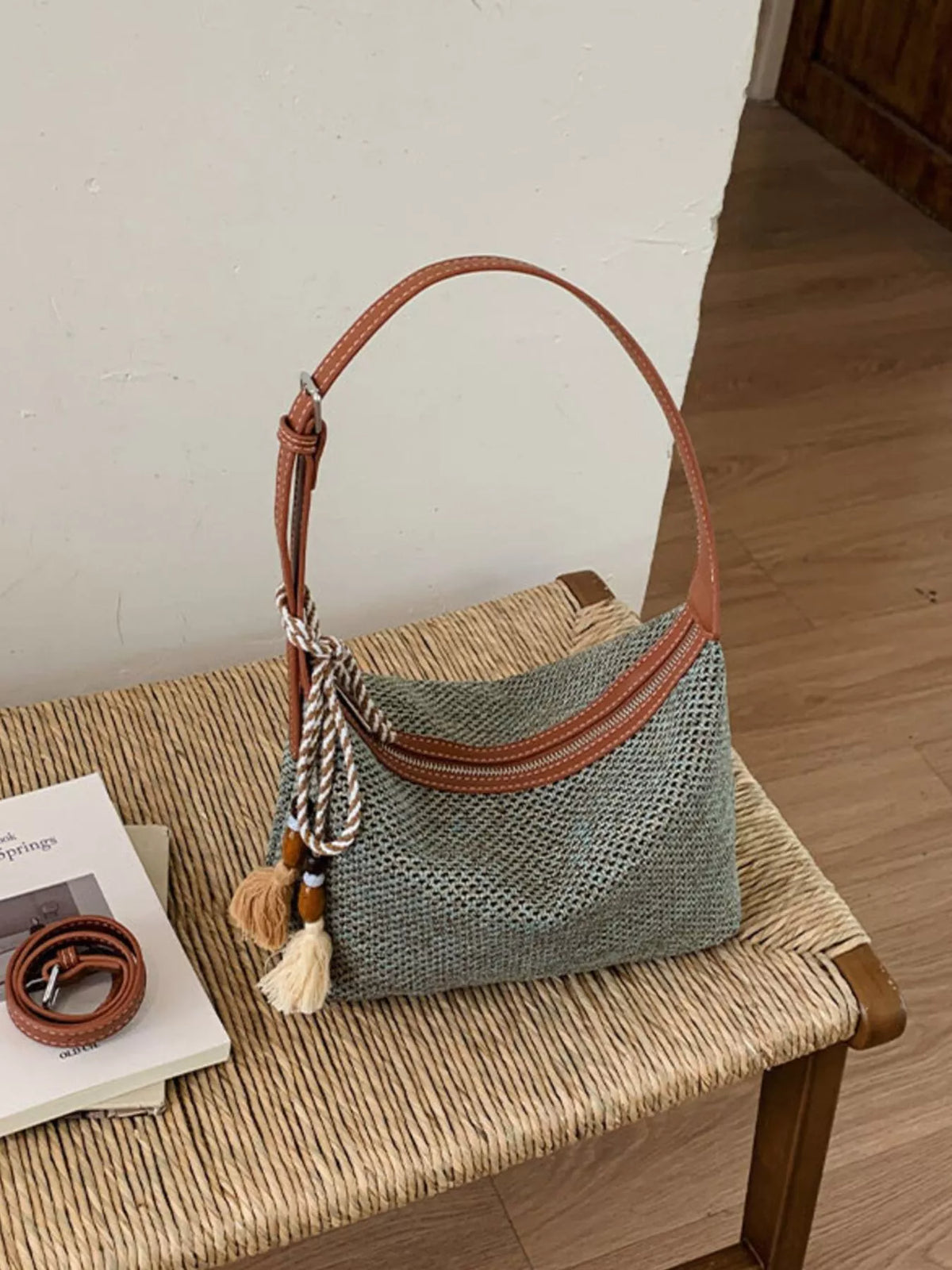 Woven Shoulder Bag with Tassel - Lilixa.store