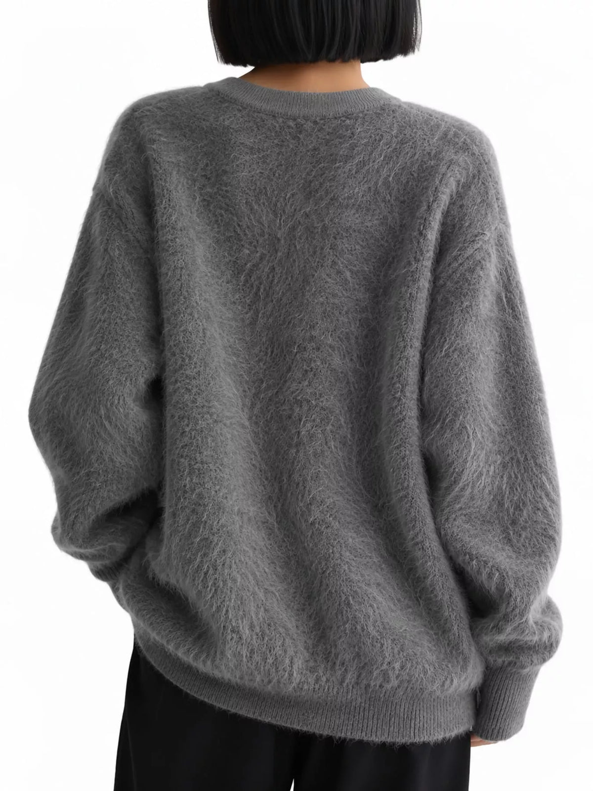 Fuzzy V-Neck Button-Down Cardigan, view 6