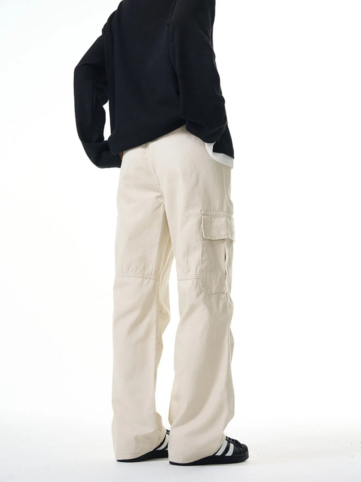 Men's Full Size Loose Fit Cargo Pants Plus Size in Beige, view 3