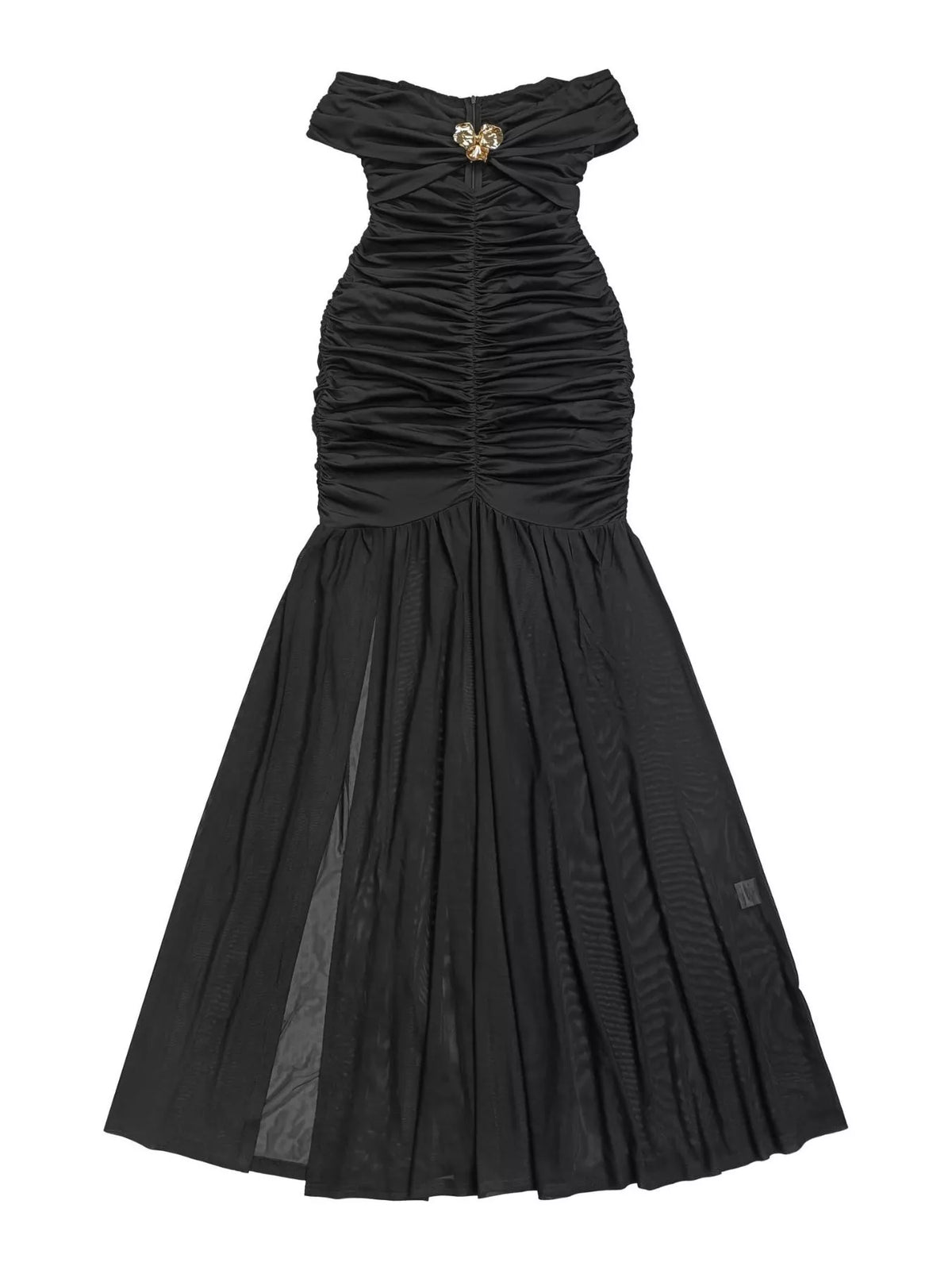 Off-Shoulder Ruched Mermaid Maxi Dress - Lilixa.store