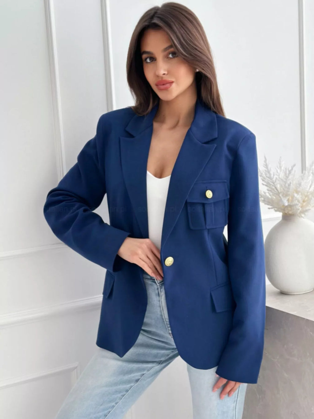 Lapel Collar One Button Blazer - Lilixa.store