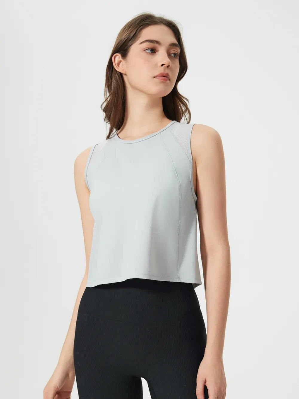 Millennia Round Neck Cropped Active Tank - Lilixa.store