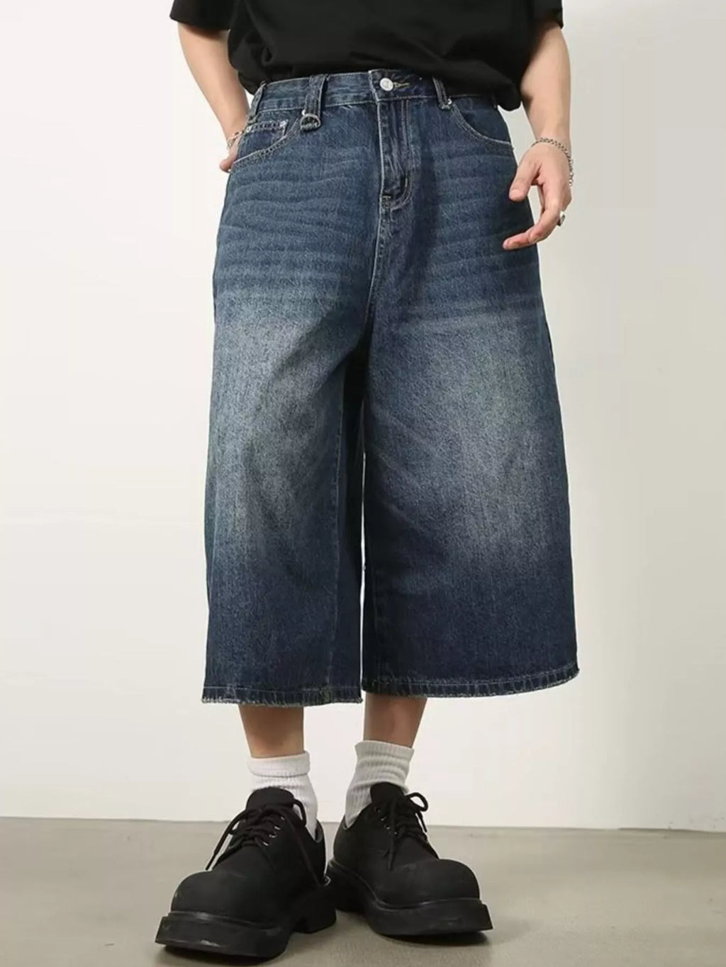 Men's Full Size Wide Leg Cropped Jeans Plus Size - Lilixa.store