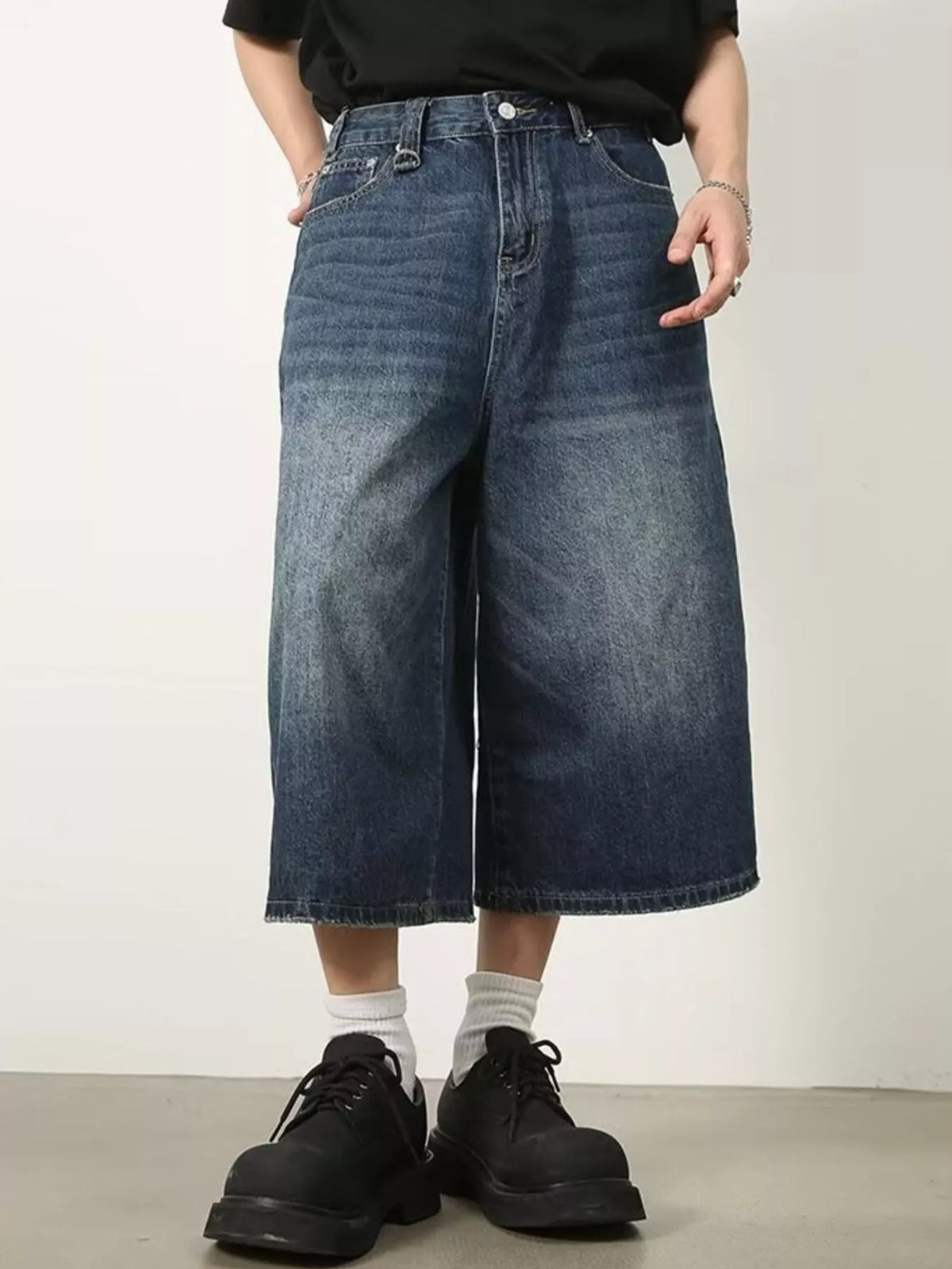Men's Full Size Wide Leg Cropped Jeans Plus Size - Lilixa.store
