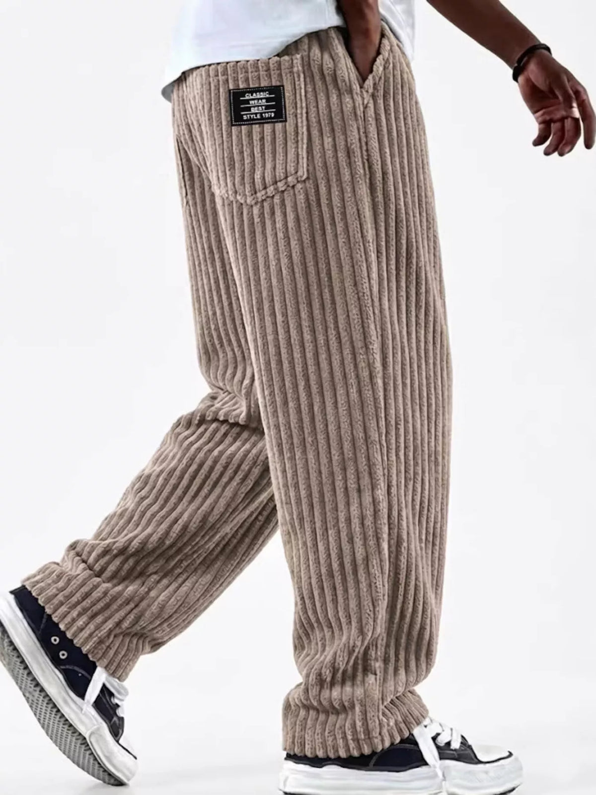 Men's Full Size Casual Corduroy Wide-Leg Pants Plus Size