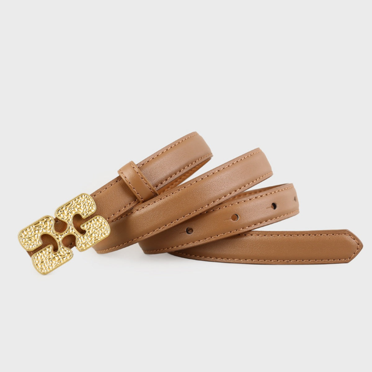 Gold Buckle Leather Belt - Lilixa.store