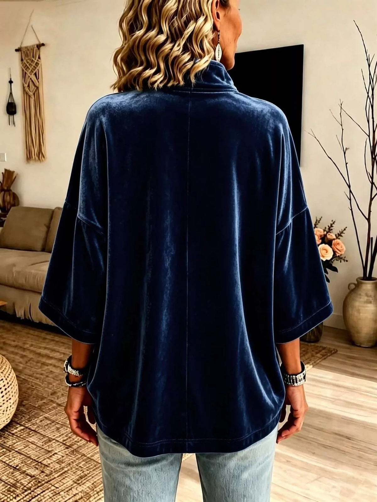 Full Size Velvet Quarter-Zip Sweatshirt Plus Size, view 10