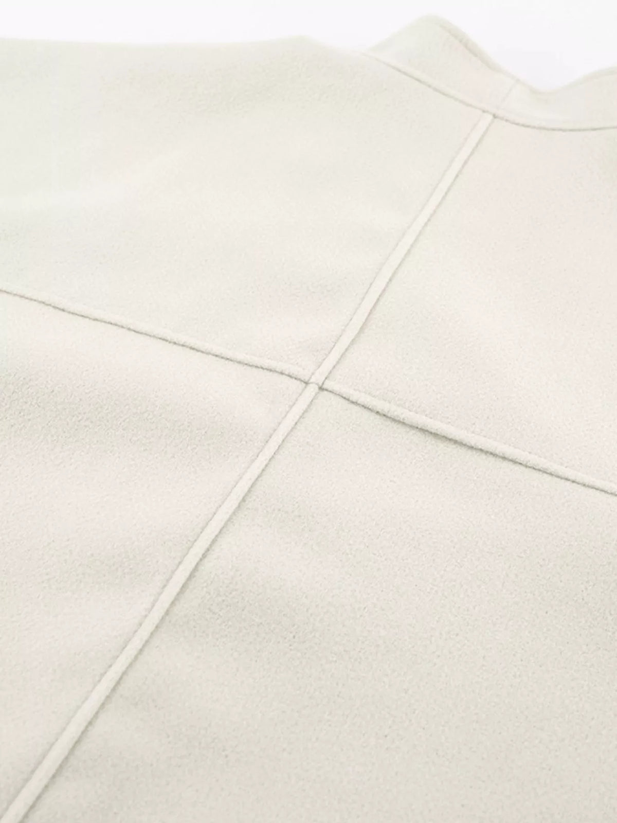 Elegant Stand Collar Open Front Outerwear in White, view 12