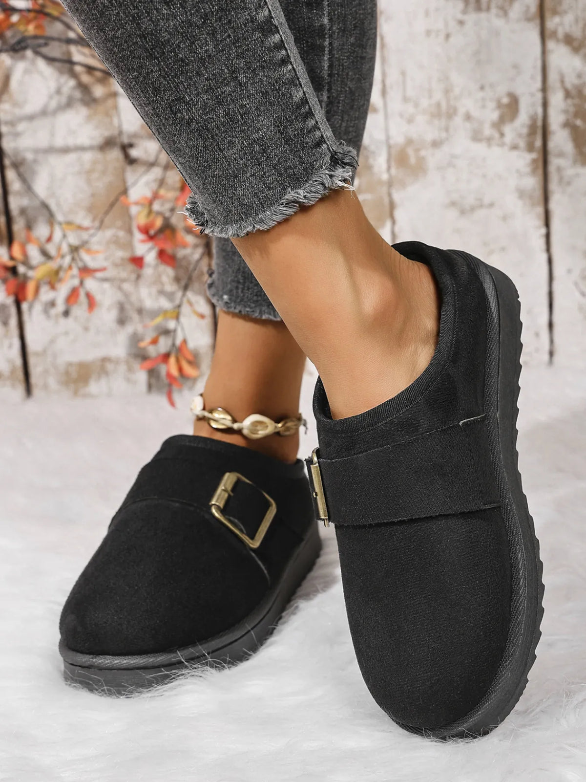 Cozy Buckle Suede Winter Slippers - Lilixa.store