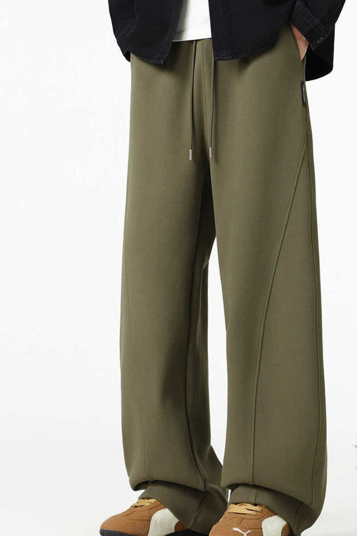 Men's Plus Size Loose Fit Casual Drawstring Pants in Army Green