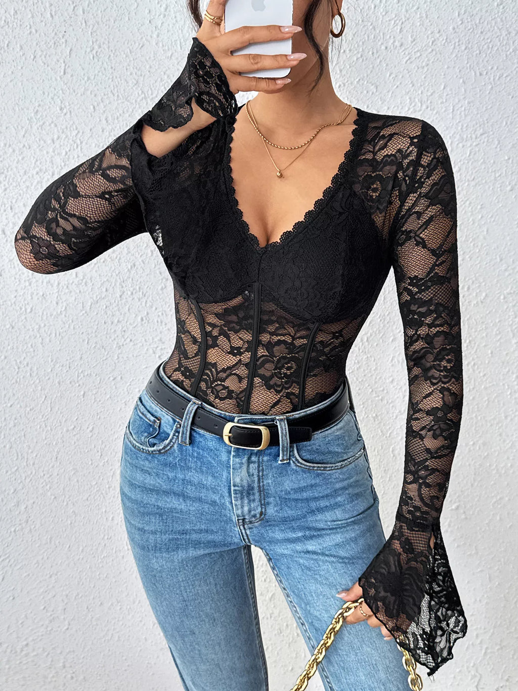 Lace Long Sleeve Bodysuit - Lilixa.store