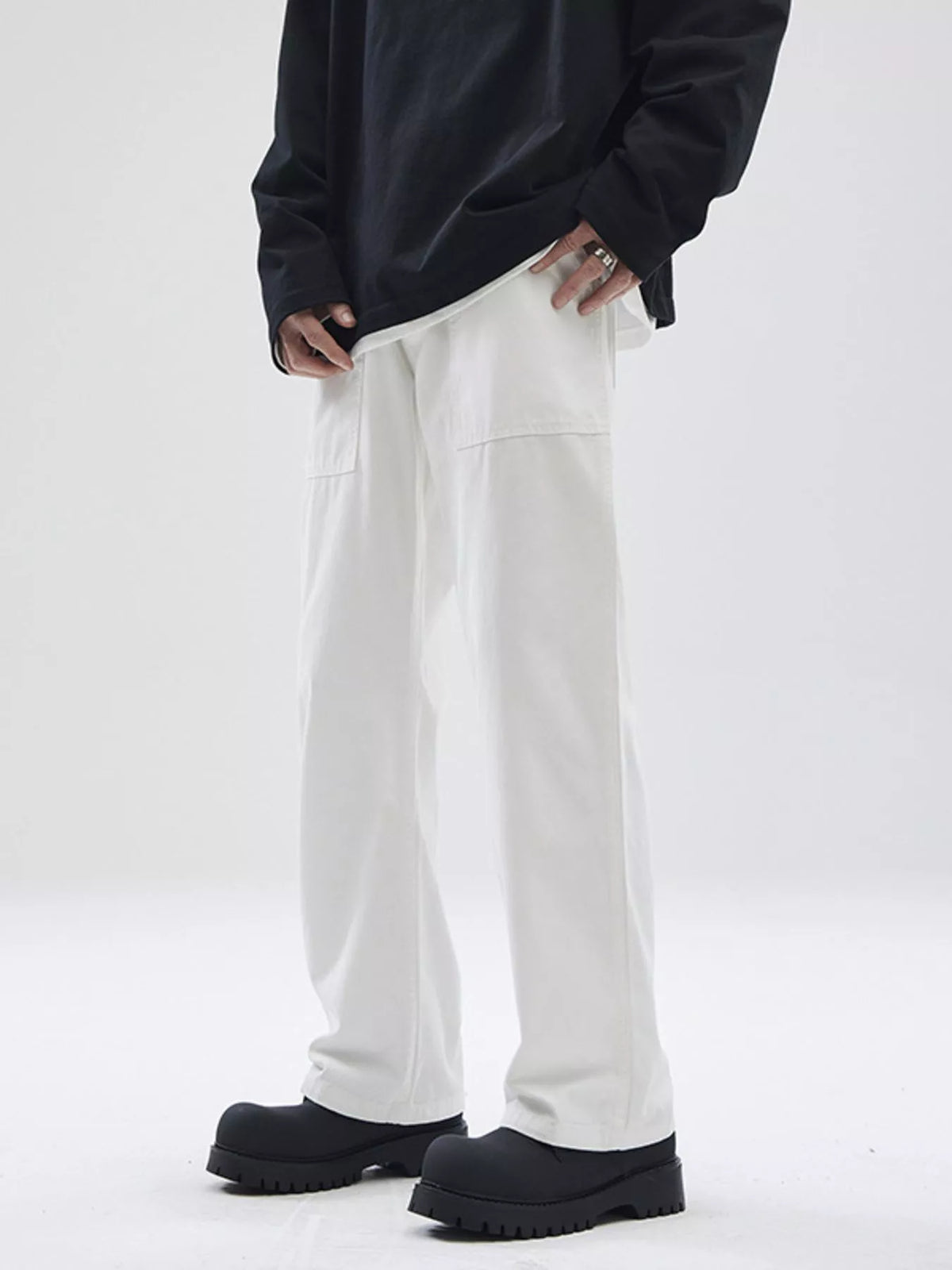 Men's Full Size Relaxed Fit Pants Plus Size in White, view 2