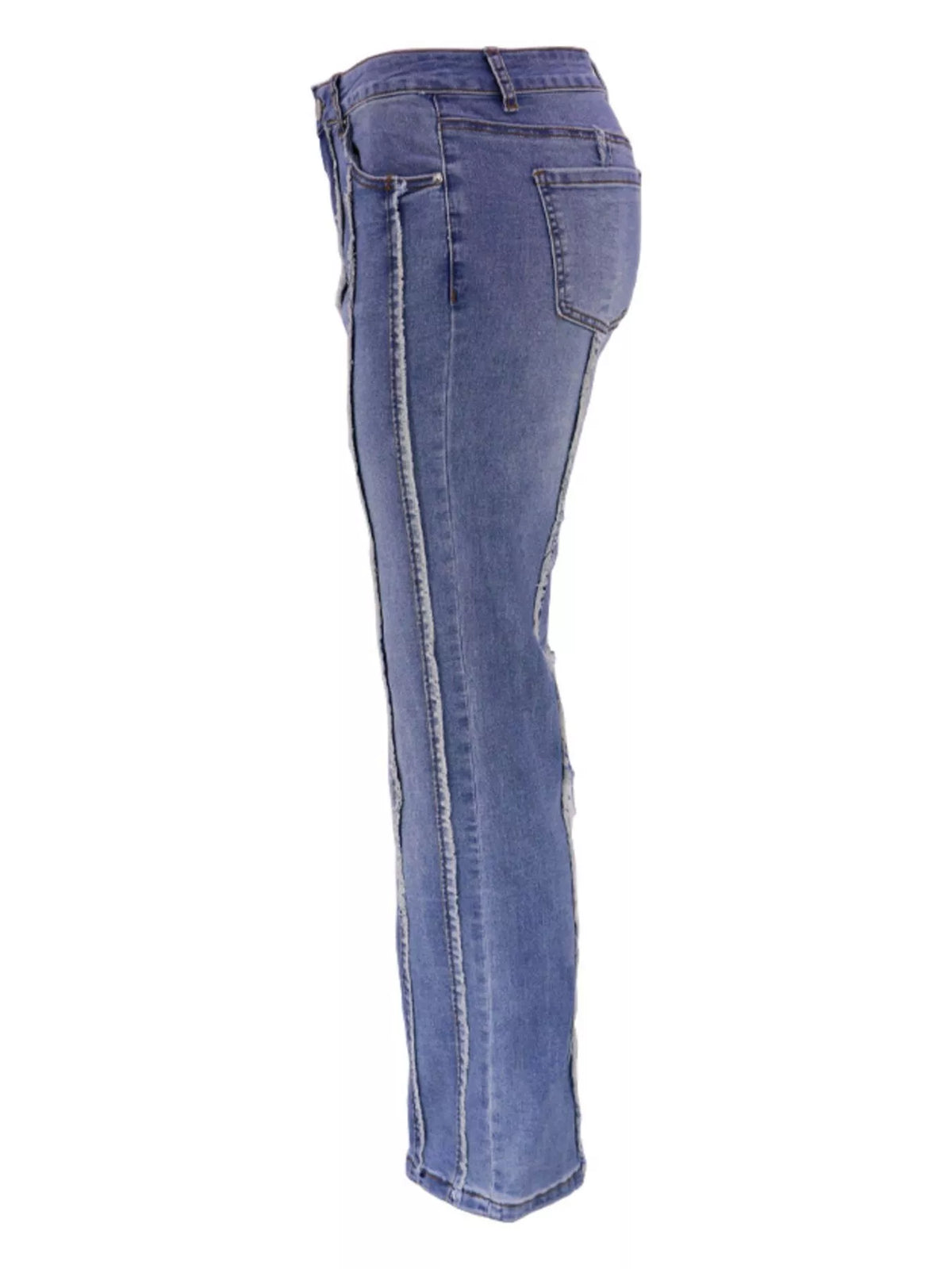 Striped Low-Rise Flare Jeans