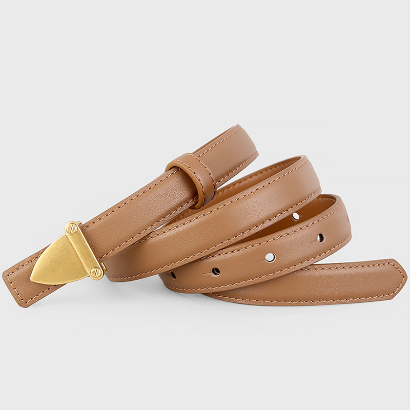 Leather Belt with Golden Buckle - Lilixa.store