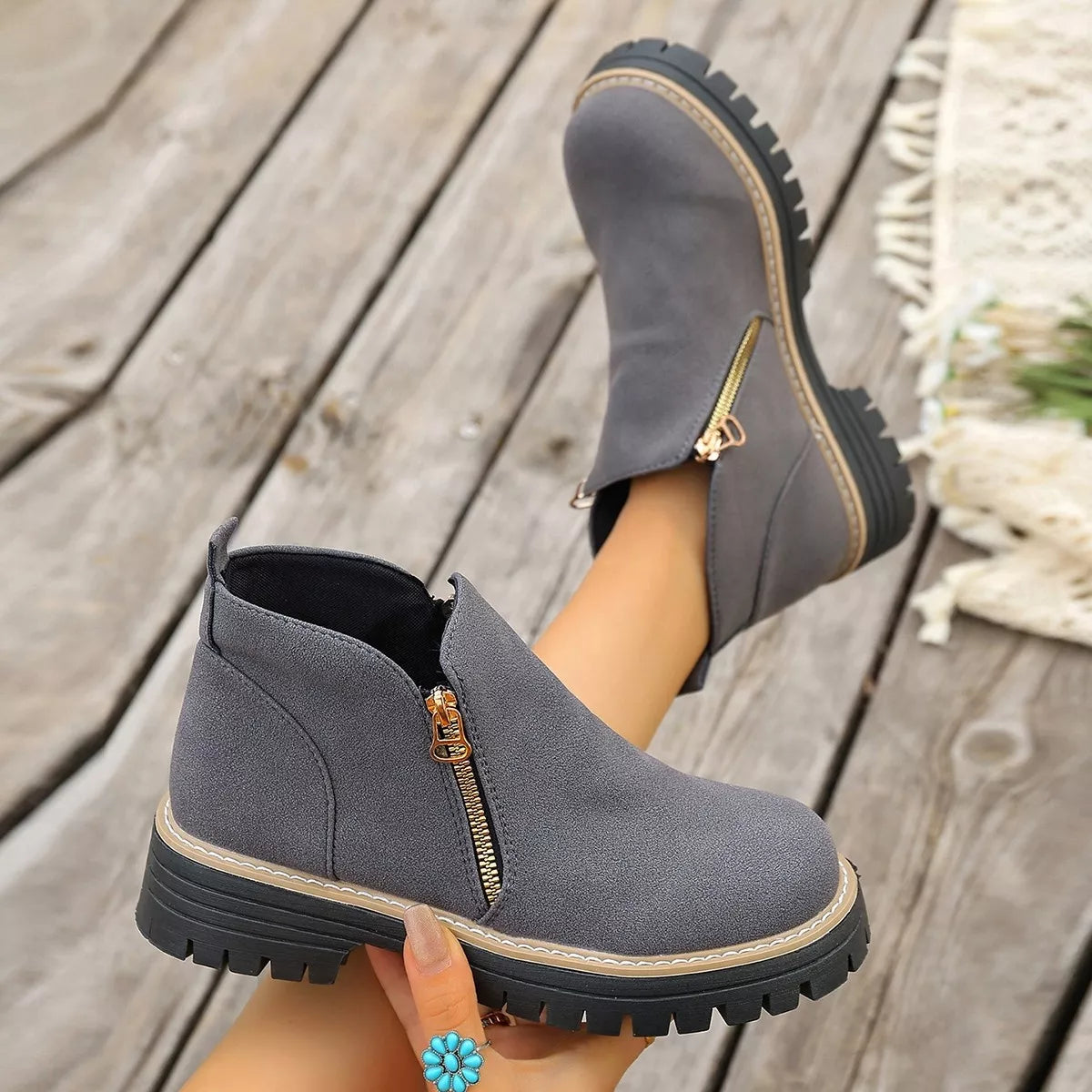 Side Zipper Ankle Boots - Lilixa.store