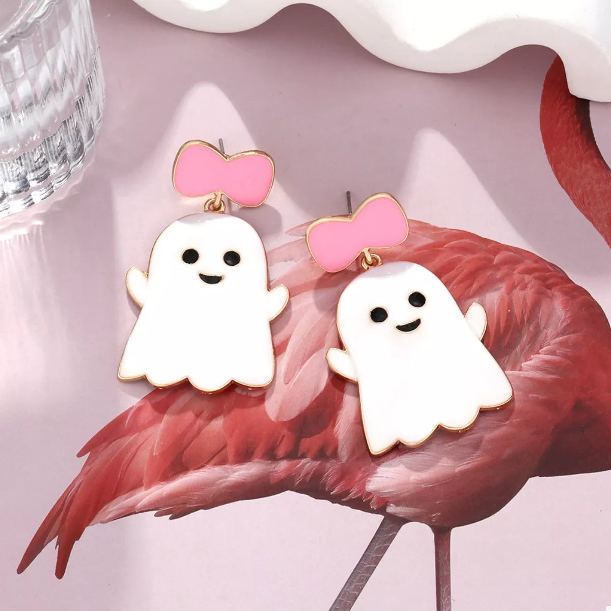 Halloween Ghost Dangle Earrings with Bow - Lilixa.store