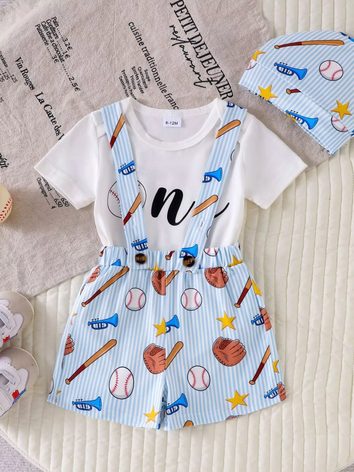Children's Baseball Themed Bodysuit and Suspender Set - Lilixa.store