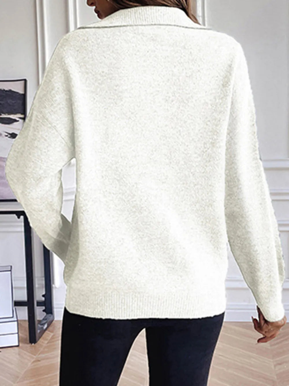 Half Zip Dropped Shoulder Sweater, view 4