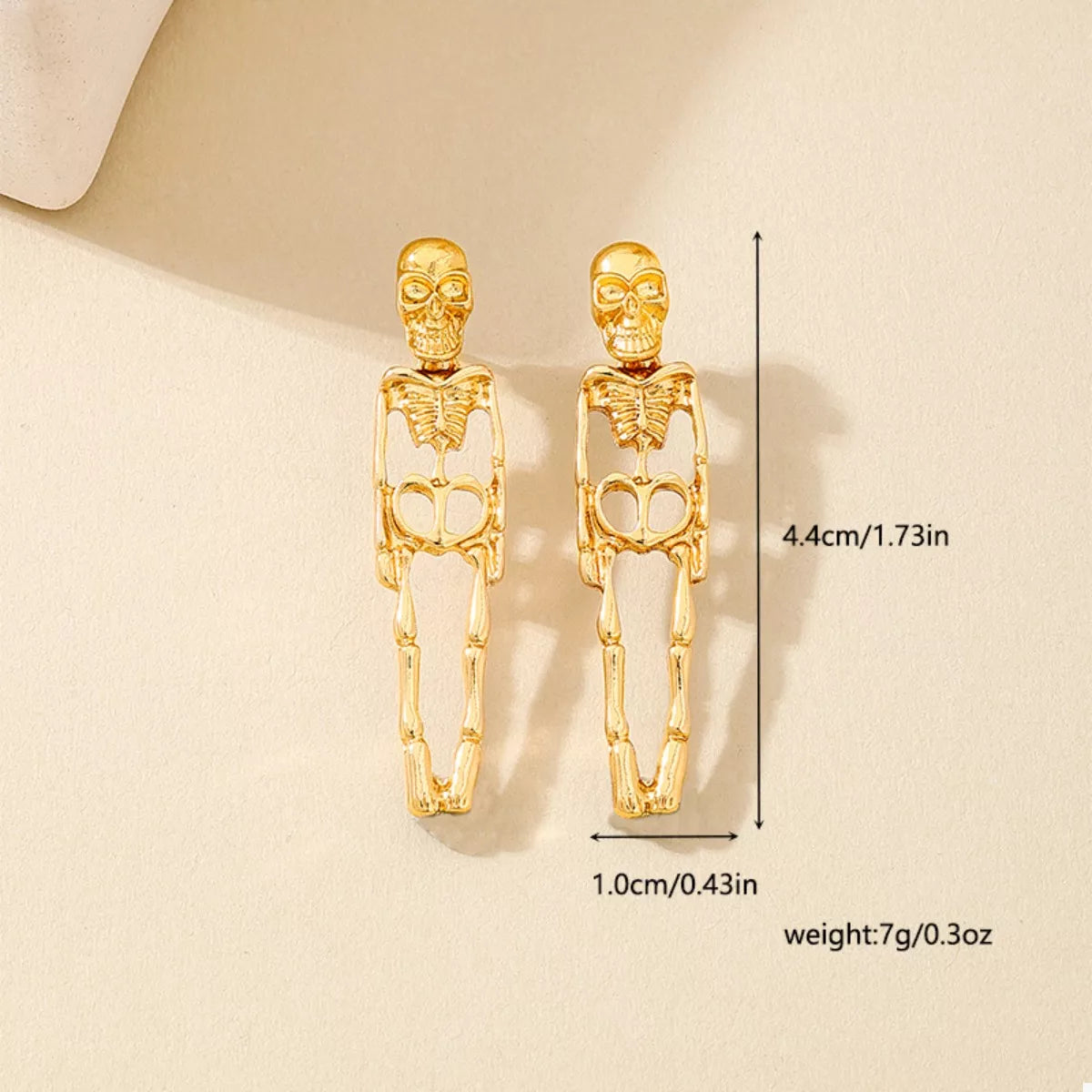 Halloween 18K Gold-Plated Skeleton Earrings, view 5