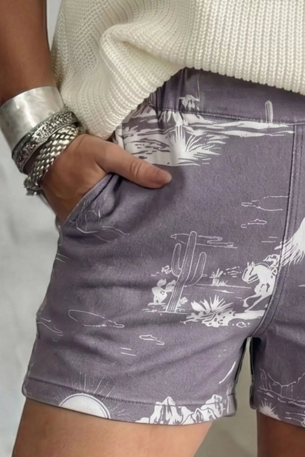 Printed Denim Shorts - Lilixa.store