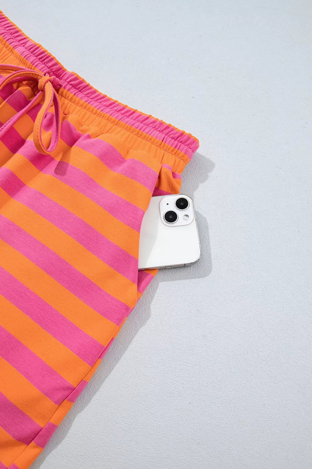 Stripe Color Block Patchwork Mock Neck Pullover Drawstring Mini Skort Set - Lilixa.store