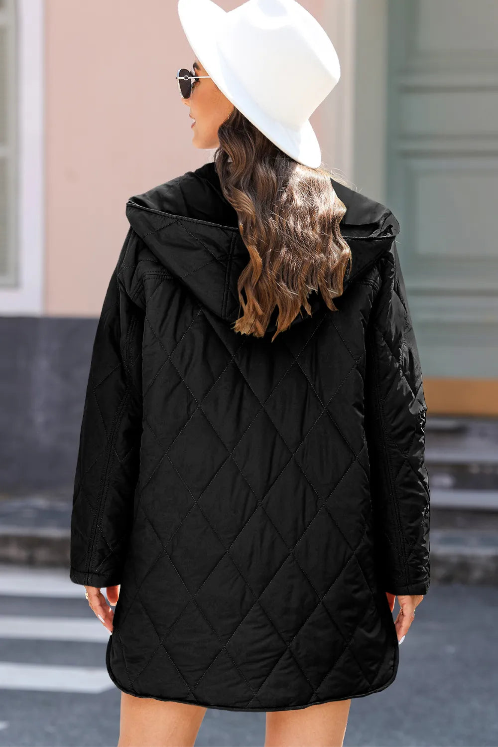 Snap Down Long Sleeve Quilted Winter Coat - Lilixa.store
