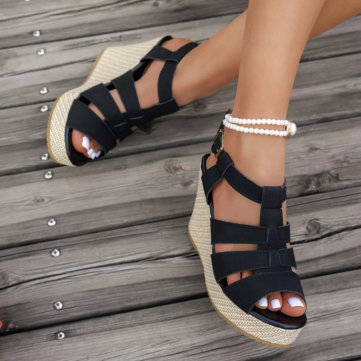 Open Toe Wedge Sandals - Lilixa.store