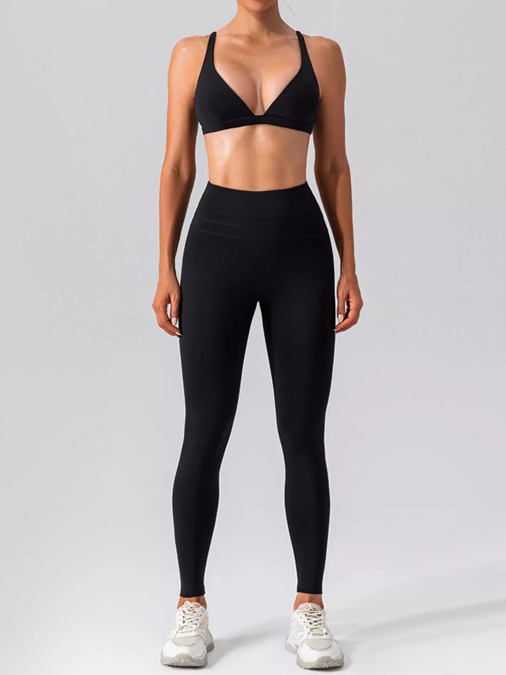 V-Neck Tank and High-Waisted Seamless Pants Active Set - Lilixa.store
