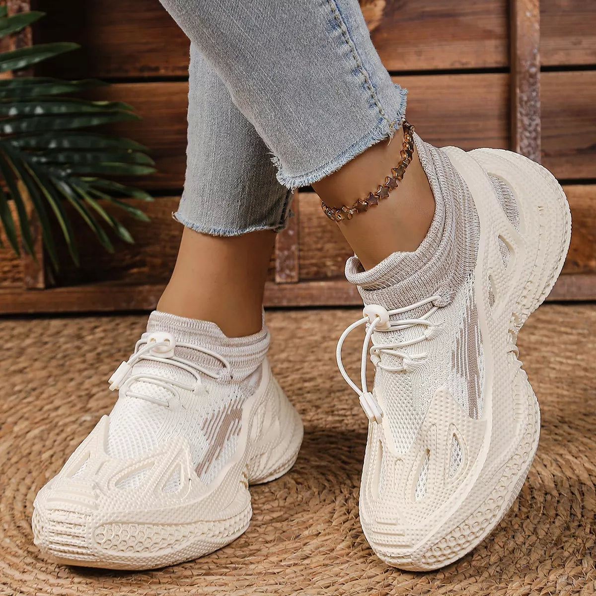 Lace Up Round Toe Sneakers - Lilixa.store