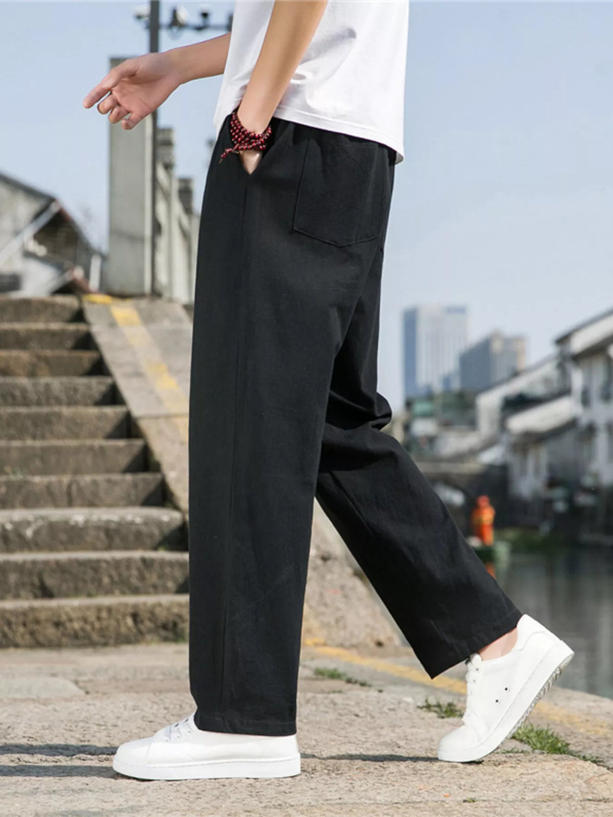 Men's Plus Size Loose Fit Drawstring Casual Pants, view 2
