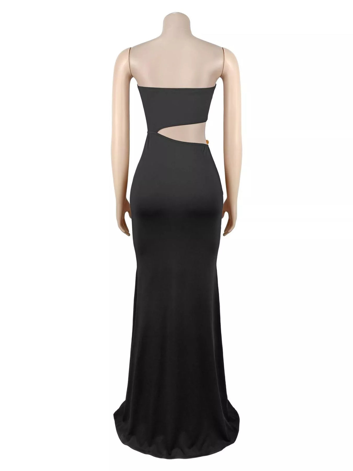 Strapless Cut-out Maxi Dress with Ruched Detail - Lilixa.store