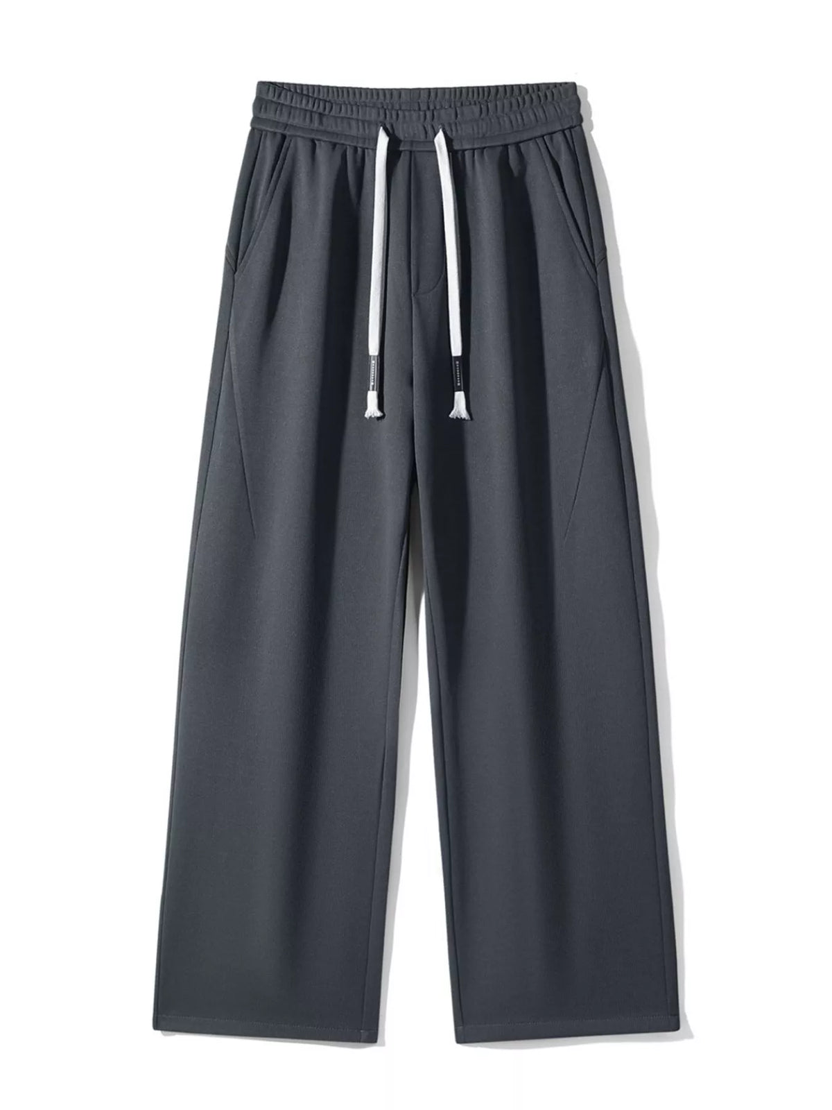 Men's Plus Size Casual Drawstring Wide Leg Pants in Gray