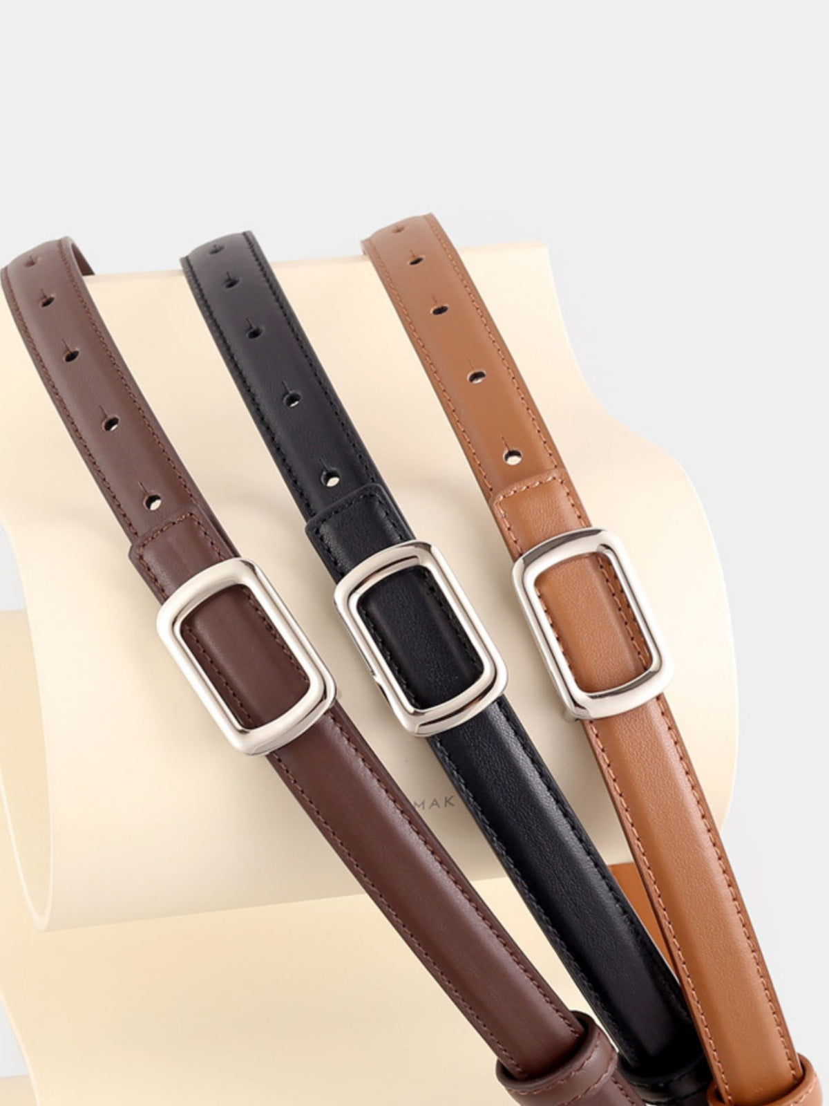 Leather Skinny Belt with Buckle - Lilixa.store