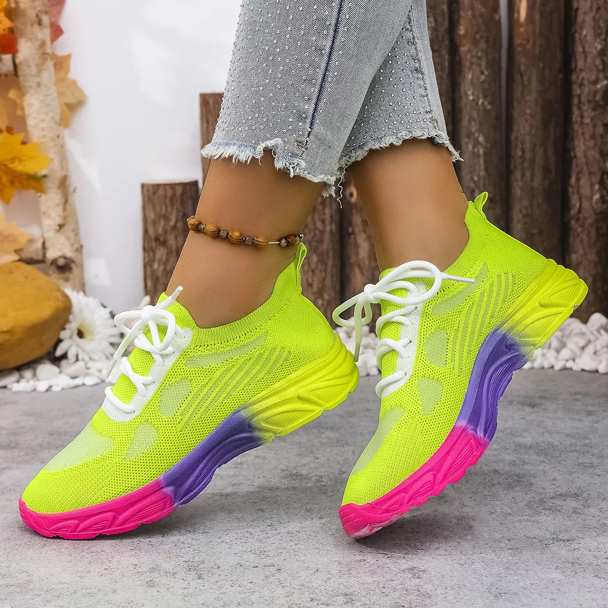 Lace Up Round Toe Sneakers - Lilixa.store