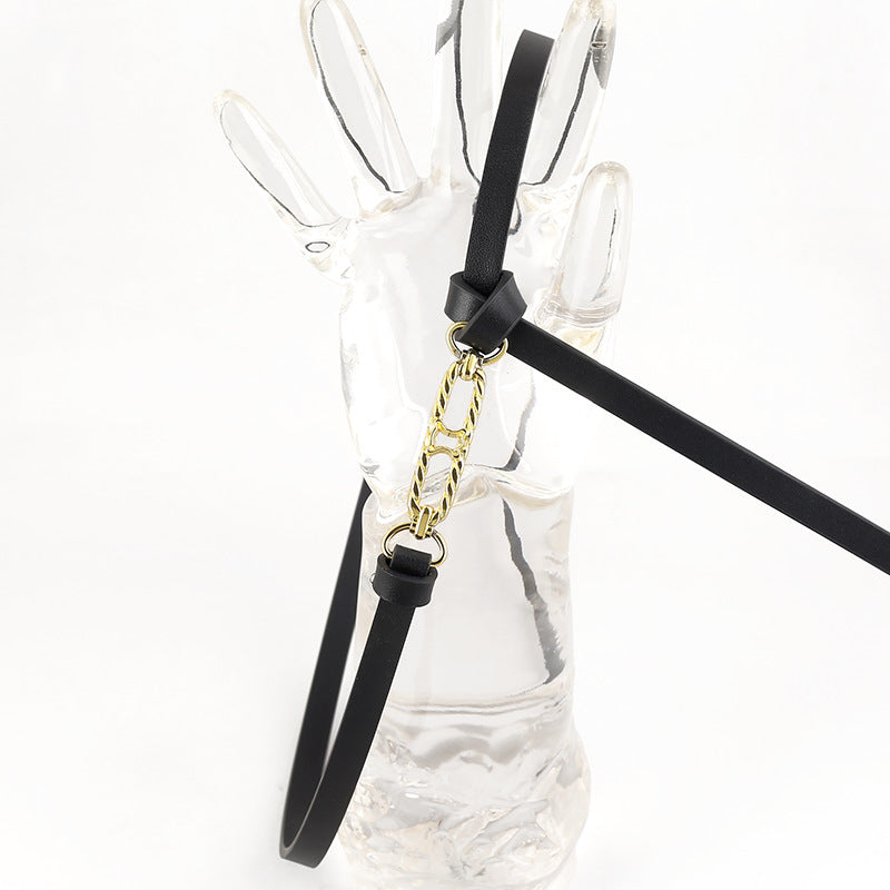 Gold Buckle Skinny Belt - Lilixa.store