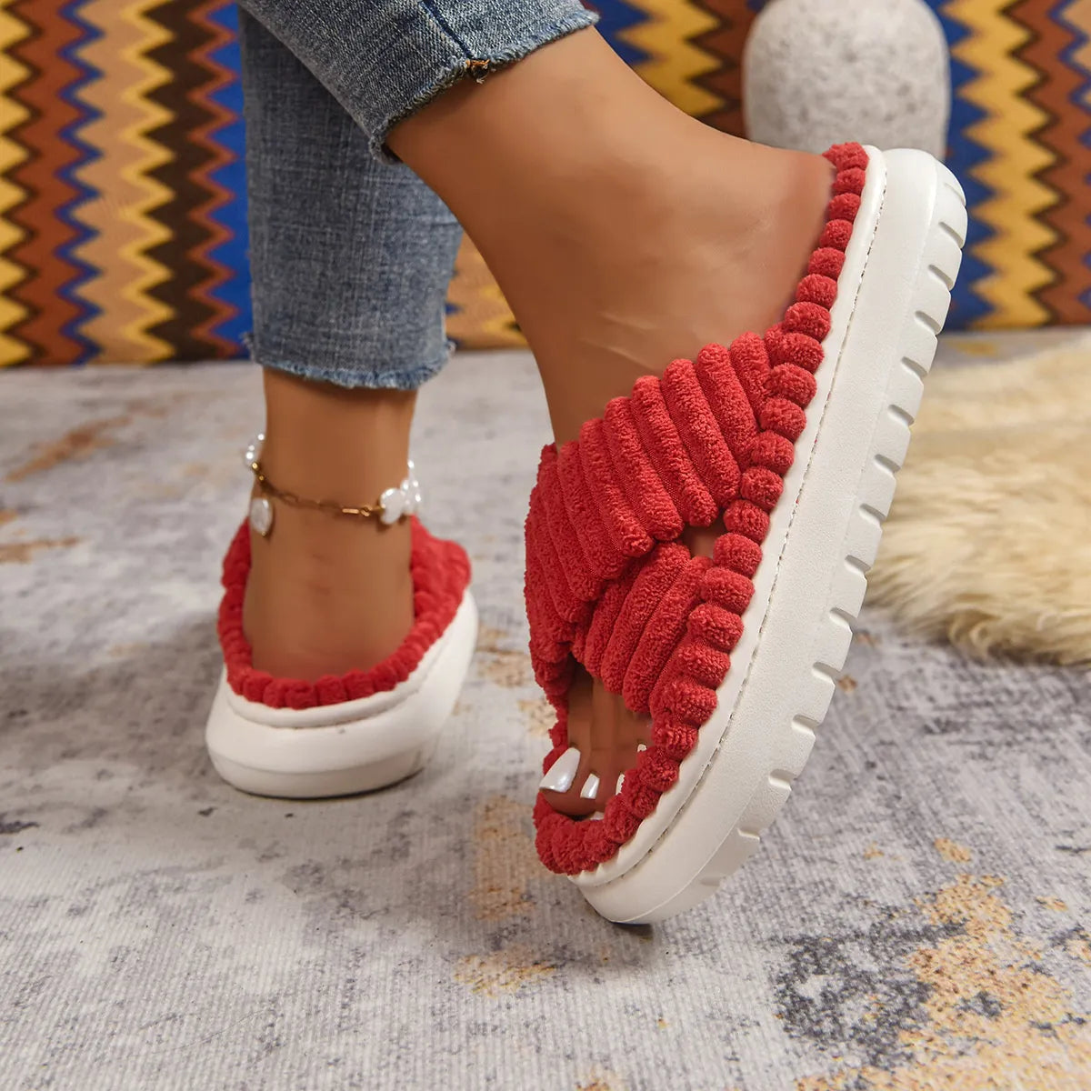 Crisscross Open Toe Platform Slippers - Lilixa.store