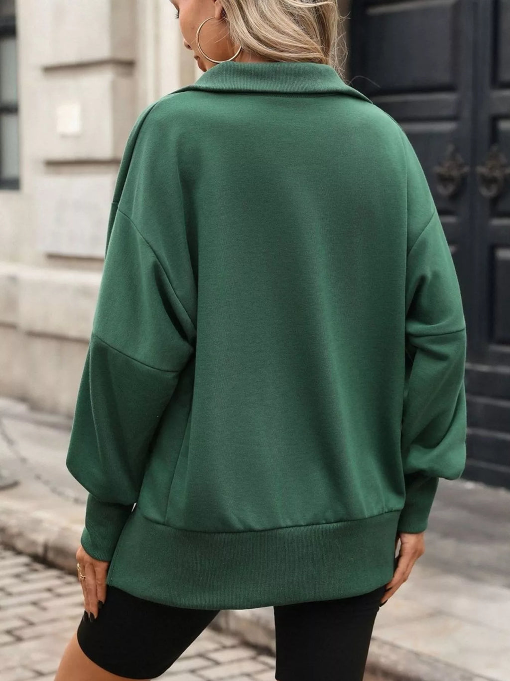 Side Slit Half Snap Sweatshirt - Lilixa.store