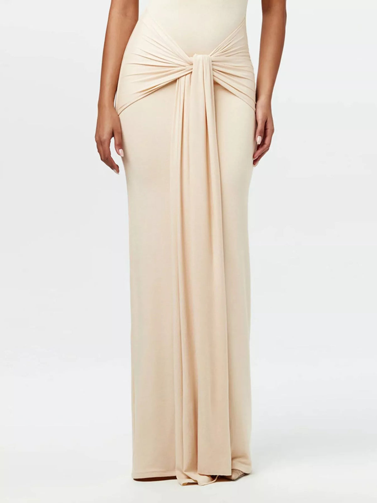 Sleeveless Mock Neck Knot Front Maxi Dress - Lilixa.store